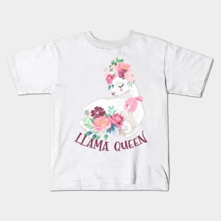 Pretty Llama Queen Design For Alpaca Lovers Kids T-Shirt